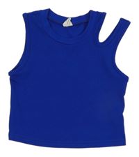 Safírový žebrovaný crop top shein