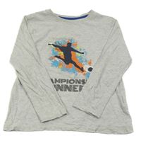 Šedé melírované triko s potiskem Primark