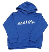 Modrá mikina s potiskem a kapucí 