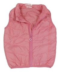 Růžová šusťáková prošívaná zateplená vesta Ergee