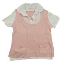 Světlerůžová pletená vesta s všitou halenkou St. Bernard