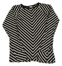 Černo-smetanové pruhované triko 