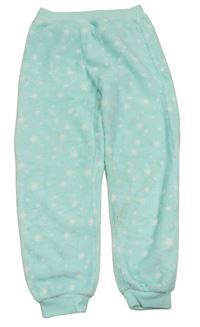 Mátové chlupaté pyžamové kalhoty s hvězdami F&F