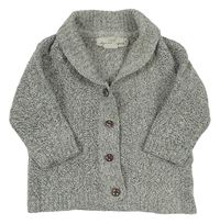 Šedý melírovaný propínací svetr s límečkem H&M