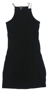 Černé žebrované elastické šaty New Look