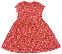 Červené květované bavlněné šaty C&A