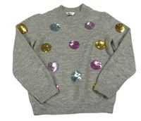 Šedý melírovaný svetr s puntíky z flitrů M&Co.