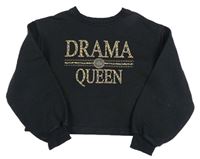 Černá crop mikina s nápisy Lipsy London