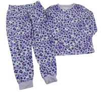 Lila-tyrkysové sametové pyžamo s leopardím vzorem F&F