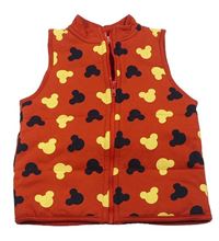 Červená zateplená tepláková zateplená vesta s Mickeym Disney
