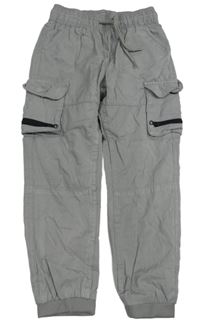 Šedé šusťákové cargo cuff kalhoty Matalan