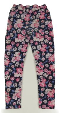 Tmavomodré květované legíny 