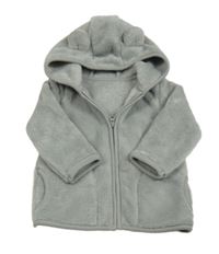 Šedá plyšová propínací mikina s kapucí