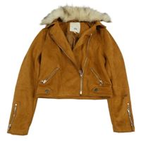 Hnědý semišový crop křivák s kožíškem zn. River Island