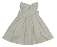 Bílo-zlaté květované třpytivé šaty s mašlí C&A