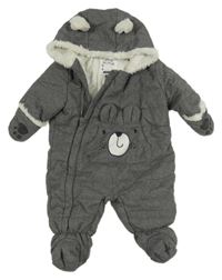 Šedá šusťáková zimní kombinéza s čumákem a kapucí C&A