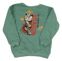 Zelená mikina s drakem a nápisy 