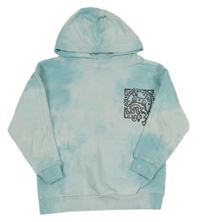 Světlemodro-bílá batikovaná mikina s obrázky a kapucí George