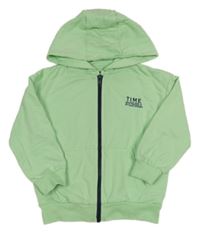Světlezelená propínací mikina s nápisem a kapucí Little kids