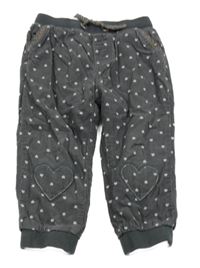 Antracitové podšité cuff manšestráky se srdíčky a úpletovým pasem 