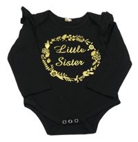 Černo-zlaté body s nápisem a volánky 