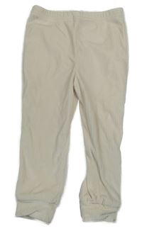 Smetanové žebrované plyšové tepláky Tu