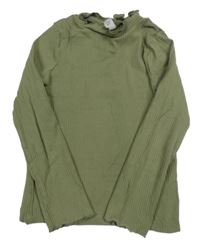 Khaki žebrované triko Tu