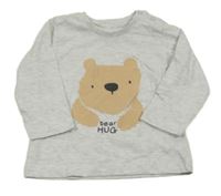 Světlešedé melírované triko s medvědem Matalan