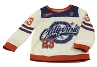 Smetanovo-tmavomodro-vínová mikina s nápisy a číslem Shein