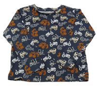 Tmavomodré triko s bagry