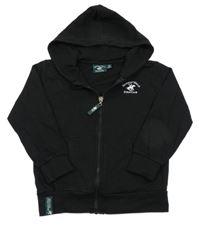 Černá propínací mikina s potiskem a kapucí 