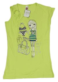 Nové - Světlezelený top s dívkou C&A