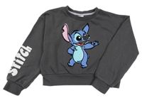 Antracitová crop mikina se Stitchem Primark