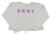 Bílá crop mikina s logem DKNY 