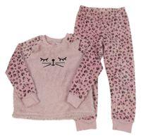 Růžovo-hnědé plyšové pyžamo s čumákem a leopardím vzorem Lily & Dan