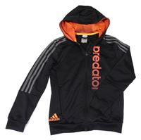 Černo-korálová propínací sportovní mikina s nápisem a kapucí Adidas