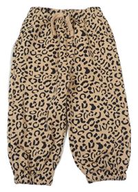 Béžovo-černé tepláky s leopardím vzorem Dunnes 