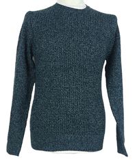 Pánský tmavozeleno-tmavomodrý melírovaný svetr M&S