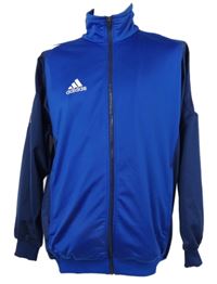 Pánská safírová sportovní propínací mikina s pruhy Adidas 