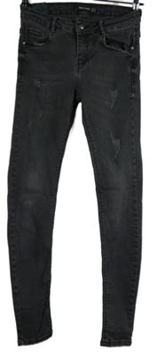 Dámské tmavošedé skinny rifle s prošopupáním Zara 