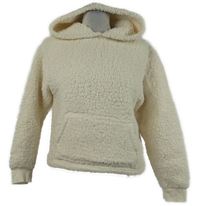 Dámská smetanová huňatá crop mikina s kapucí Primark 