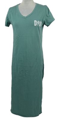 Dámské modrozelené tričkové šaty s nápisem 