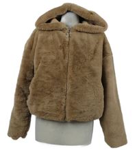 Dámská béžová chlupatá bunda s kapucí Topshop 