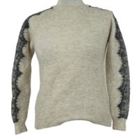 Dámský béžový vlněný svetr s šedou krajkou Mint Velvet 