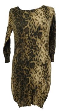 Dámské béžovo-hnědé vzorované svetrové šaty Next 