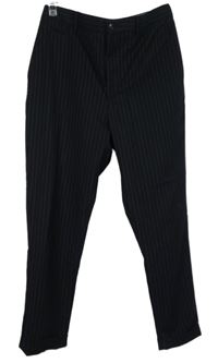 Pánské tmavomodré proužkované společenské kalhoty Zara vel. 30