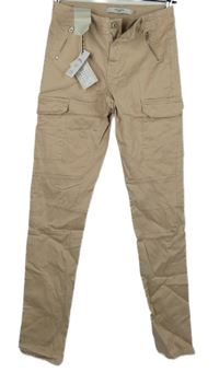 Nové - Dámské béžové cargo kalhoty s kapsami Vero Moda 