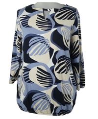 Dámské modro-smetanovo-světlemodré vzorované triko Bonita 