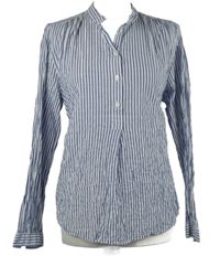 Dámská modro-bílá pruhovaná lněná polo halenka H&M