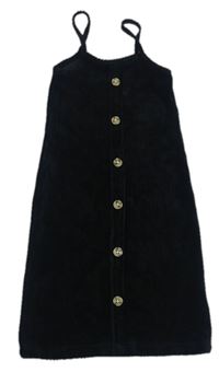 Černé sametové žebrované šaty s knoflíky Denim Co.